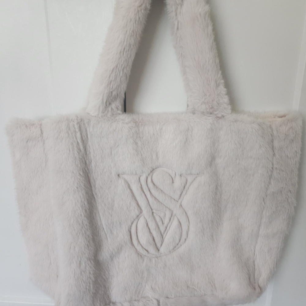 Victoria's Secret Cream Faux Fur Tote Bag